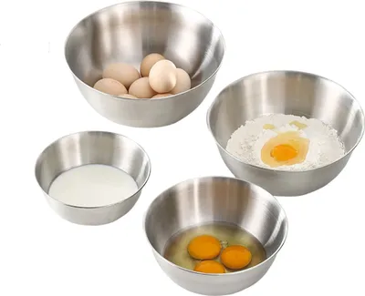 Image de set de 4 bols à mélanger en acier inoxydable - en 16, 19 , 22 et 28cm