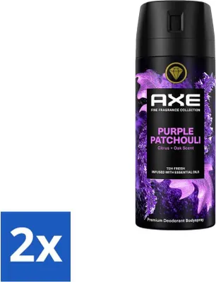 Zdjęcie produktu dla AXE - Dezodorant w sprayu - Purple Patchouli - Odświeżający - Pikantny zapach - 150 ml - Opakowanie ekonomiczne - 2 sztuki