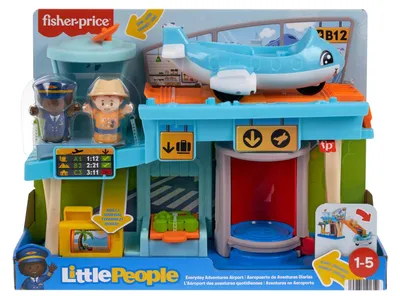 Produktbild von Fisher-Price Little People Spielset Alltagsabenteuer auf dem Flughafen, Flugzeug und 3 Spielteile, Flughafen & Flugzeug, 1 Jahr(e), Mehrfarbig, Kunststoff
