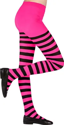 Produktbild von Strumpfhose Kinder, pink - schwarz gestreift 70 Den 4 - 6 Jahre