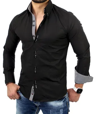 Produktbild von Reslad Herren Langarm Hemd Medford RS-7080 Schwarz S