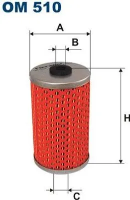 Produktbild von Ölfilter Filtereinsatz für MERCEDES OM 510, Höhe 105mm, Außendurchmesser 59mm, Innendurchmesser 10mm
