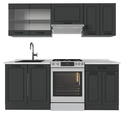 Produktbild von Küchenzeile Vicco R-Line Anthrazit Landhaus/Anthrazit 200 cm , AP Marmor, Model 54007