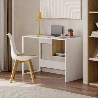 Obrázok produktu pre Písací stôl Houseland Indy M4 biely/afírový dub