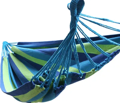 Produktbild von tevenger Outdoor Textil Hängematte Hängeliege Hängeschaukel 210x150 cm grün blau bunt gestreift 200 kg belastbar