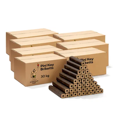 Produktbild von Neandertaler Feuer Holzbriketts PiniKay Hartholzbriketts 210 kg Kaminbriketts Briketts Kamin Ofen Grill Briquettes Brikett Holzbrikett Gluthalter