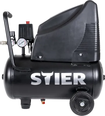 Produktbild von STIER Kompressor LKT 200-8-24 für Druckluft-Werkzeug, 1200 W, 8 bar, 24 Liter Tank, 10 kg, mit Abschaltautomatik, Werkstattkompressor, ölfreiem Luftverdichter