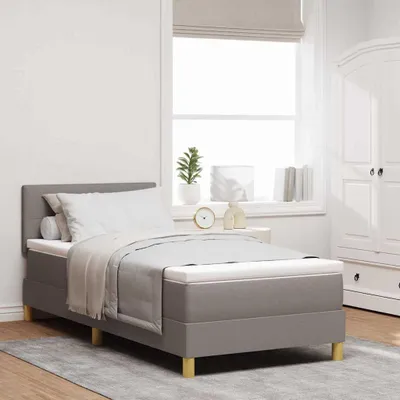 Obrázek produktu pro Maison Exclusive – LED boxspringová postel s čelem, barva taupe, 100 x 200 cm, látka
