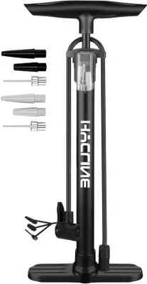Zdjęcie produktu dla Pompa rowerowa stojąca – pompa do opon – pompowanie opon – konstrukcja z podwójnym zaworem – 160 PSI – czarna
