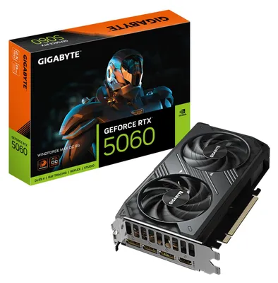 Obrázok produktu pre GIGABYTE GeForce RTX 5060 WINDFORCE MAX OC 8G, GeForce RTX 5060, 8 GB, GDDR7, 128 bit, 7680 x 4320 px, PCI Express 5.0