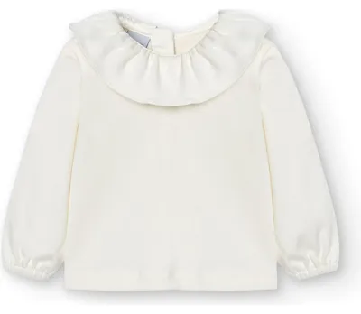 Productafbeelding van BABIDU T-shirt voor baby's en peuters, 100% katoen, lange mouwen met gerimpelde kraag