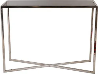 Produktbild von Casa Padrino Designer Konsole Silber 100 x 35 xH. 75 cm - Konsolentisch mit schwarzer Glasplatte