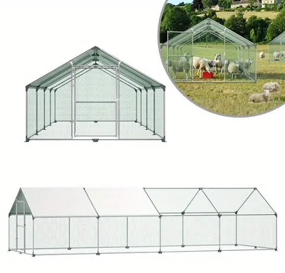 Productafbeelding van Kippenren – Grote Buitenren van Gegalvaniseerd Staal voor Kippen en Konijnen – 3x8x2 Meter