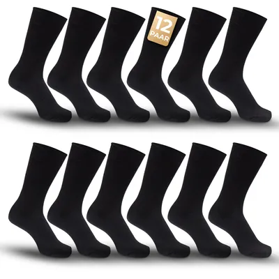 Produktbild von Weissmantel 12x Paar Socken Herren 43-46 aus Baumwolle schwarz Herren Socken Anzugsocken Herrensocken Business Socken weiche Qualität Premium