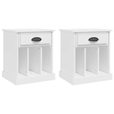 Produktbild von "2026 MODERNE"Nachttisch 2er Set, für Schlafzimmer - elegantes Design - Nachtkommode - Weiß 43x36x50cm - Nachttische & -schränke NeuMöbel829660
