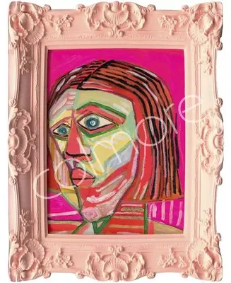 Immagine prodotto di Dipinto a mano, con cornice rosa, 45x55 cm