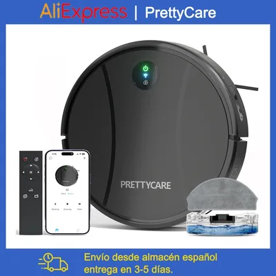 Image de Aspirateur-serpette robotisé avec fonction serpillère et contrôle via application - Puissance d'aspiration de 4000 Pa - Noir