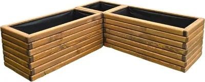 Produktbild von HolzGarden Pflanzkübel Set 3 Stück Holz Teak Imprägniert Wetterfest 2x 80x40x40 cm 1x 40x40x40 cm Garten Balkon