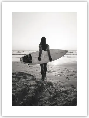 Produktbild von Poster - Poster ohne Rahmen - Frau Strand Surfen - 30x40 cm - Wand Bild - Wanddeko - Wandbilder - Kunstposter - Wandposter - Bilder - Kunstdruck - Wanddekoration - Wandbild - P2XPA30x40-5036