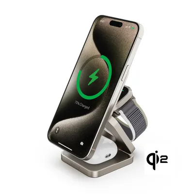 Obrázok produktu pre Magnetická bezdrôtová nabíjačka Cubenest Qi2 3v1 SQ312 Fold Pro Titanium kompatibilná s Magsafe
