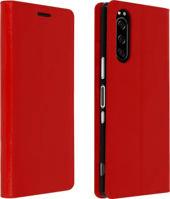 Obrázek produktu pro Avizar, kožená obalová pouzdra pro telefon Sony Xperia 5 s integrovanou peněženkou, barva červená