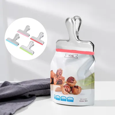 Zdjęcie produktu dla 4-kolorowy silikonowy pasek antypoślizgowy ze stali nierdzewnej do uszczelniania torebek na żywność i teczek na dokumenty
