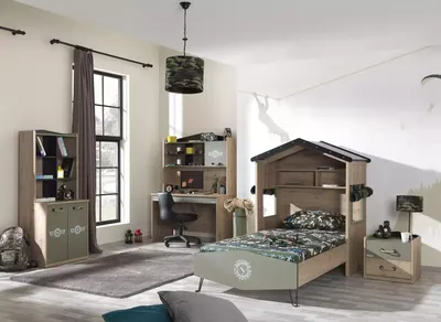 Image de Table de chevet Chambre à coucher Bois Barun Table de chevet enfant Vert