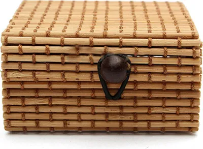 Produktbild von Ring Halskette Ohrringe Bambus Holzetui Schmuck Aufbewahrungsboxen Halter Geschenk-Kaffee