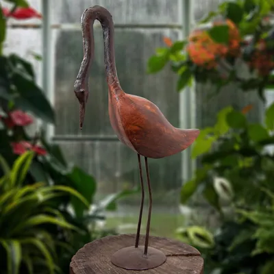 Produktbild von Vogelfigur, L, Gartenfigur, Metallfigur, Kranich, Tierfiguren, - 43 cm x 23 cm