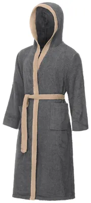 Produktbild von Ladeheid Herren Frottee Bademantel aus 100% Baumwolle LA40-190 (Dunkelgrau-12/Beige-8, M)