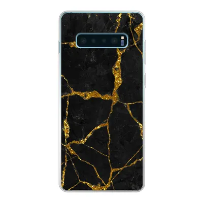 Produktbild von MuchoWow® Handyhülle Schutzhülle Hülle für Samsung Galaxy S10 Plus Marmor - Gold - Schwarz - Marmoroptik - Glitter Silikon Softcase Handy Hülle - Schutzhülle