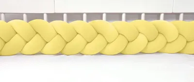 Produktbild von Bettschlange geflochten Velours 400 cm – Gelb | Bettumrandung Babybett Nestchen | Letino
