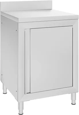 Produktbild von Edelstahl Gastro-Arbeitstisch mit Schrank 60x60x96 cm, Küchenarbeitstisch mit Aufkantung und verstellbaren Füßen für Restaurants, Hotels und Gastronomie
