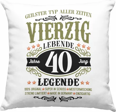 Produktbild von Trendation -  40. Geburtstag Deko-Kissen mit Füllung 40x40 Mann Geschenk 40er Geschenkidee 40 Vater Männer Lustig Geschenke 40 Jahre Alt Streng Limitiert Männer Vater (Grau)
