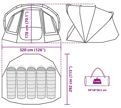 Produktbild von vidaXL Angelzelt 5 Personen Braun Wasserdicht