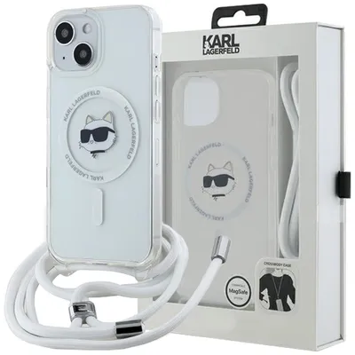 Produktbild von Karl Lagerfeld KLHMP13MHCCHNT iPhone 13 / 14 / 15 6.1" hardcase transparent IML Choupette Head & Cord Magsafe Schutzhülle