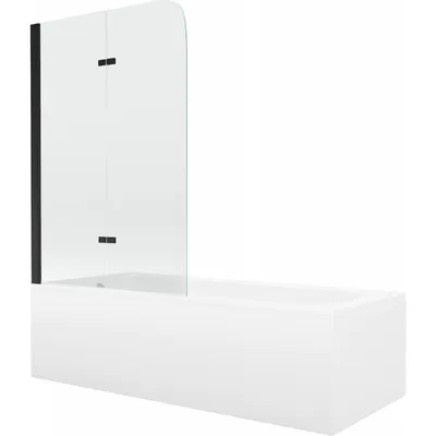 Obrázok produktu pre Mexen Vega obdĺžniková vaňa 150 x 70 cm s obkladom a 2-krídlovou sprchovou zástenou 80 cm, transparentnéné, čierna