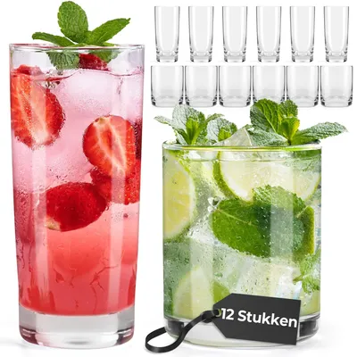 Obrázok produktu pre Sada 12 pohárov na vodu, koktaily a čaj