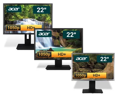 Produktbild von Acer 22 Zoll Business Computer Monitor, Desktop Gaming Monitor, HD+ (VGA - DVI - VESA), PC Bildschirm, schwarz / silber