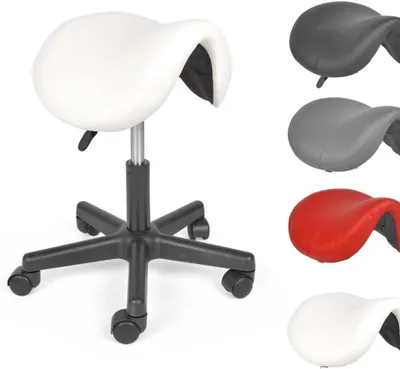 Immagine prodotto di Sedia ergonomica con schienale, regolabile in altezza da 45 a 57 cm, con rotelle, rivestita in ecopelle, ideale per l'ufficio