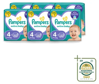 Produktbild von 6 x Pampers Active Baby Windeln Größe 4 (9-14 kg) - Vorratspackung - 6 Stücke