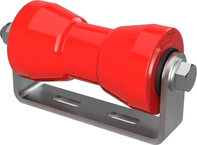 Obrázek produktu pro Polyuretanový kýlový váleček s držákem rohlík pomůcka pro spouštění přívěsů lodí pozinkované SUPROD, 160 mm, červená