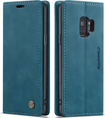 Produktbild von Galaxy S9 Hülle, LaimTop Retro Kunstledertasche TPU Innere, Kartenfächer, Magnetverschluss, Klapphülle mit Standfunktion Schutzhülle für Samsung Galaxy S9 Blau