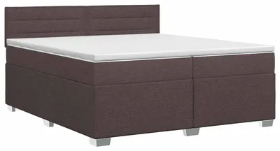 Image de vidaXL Lit boxspring avec matelas brun foncé 200 x 200 cm Tissu