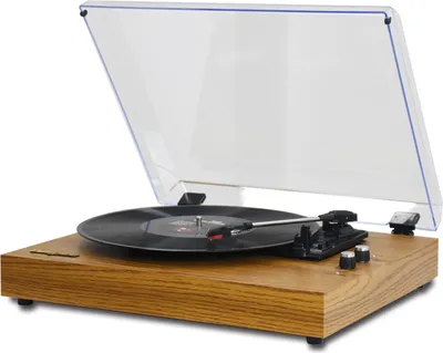 Produktbild von MzeliKing CD-Player, Vinyl-Schallplattenspieler, Plattenspieler, Grammophon, 33/45/78 Drei-Gang-Geschwindigkeit, mit Staubschutzhülle, gelbe Holzmaser