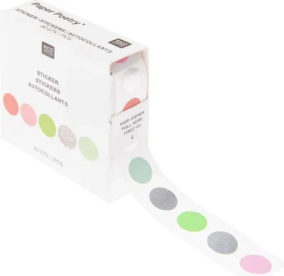 Produktbild von Rico Design Stickerrolle mit Punkten Neonfarben Hot Foil 0,5 cm Ø 80 Sticker
