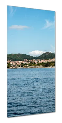 Produktbild von Wallario selbstklebende Duschrückwand 70 x 180 cm mit Motiv Stadt zwischen Bergen und Meer - Wandverkleidung mit Hochglanzlaminat in Glasoptik