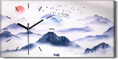 Produktbild von Wanduhr Leinwand Bild Uhr Geräuschlos 60x30 Kunst Tusche Landschafts Malerei - schwarze Hände