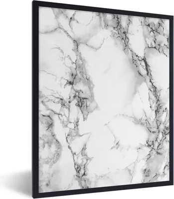 Produktbild von MuchoWow® Gerahmtes Poster Marmor - Stein - Weiß - Grau - Schwarz - Marmoroptik 30x40 cm - Poster mit Schwarzem Bilderrahmen Wandposter Rahmen Foto Bilder - Wanddeko - Kunstdrucke