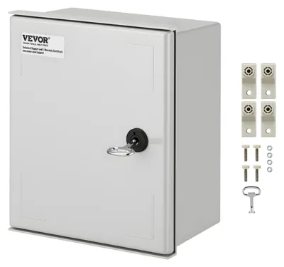 Zdjęcie produktu dla Obudowa stalowa VEVOR NEMA, 12 x 10 x 6\'\' Skrzynka rozdzielcza NEMA 4X z włókna szklanego, wodoodporna i pyłoszczelna IP66, elektryczna skrzynka przyłączeniowa do użytku zewnętrznego/wewnętrznego, z płytą montażową (30 x 25 x 14 cm)
